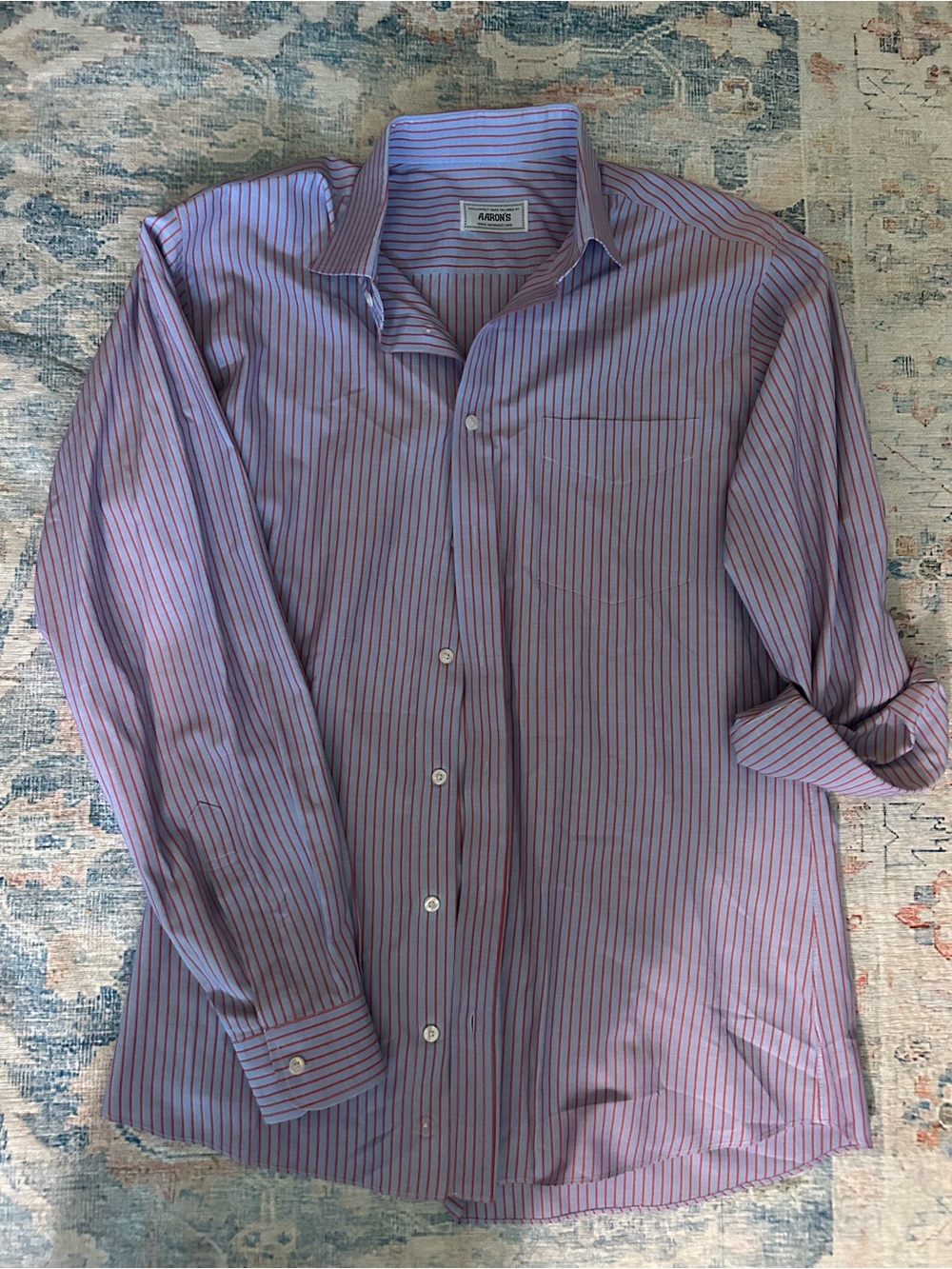 Striped Button-Down Shirt in Purple and Red